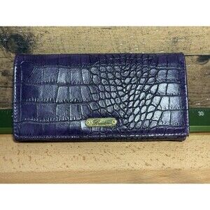 Buxton Faux. Crocodile Skin Trifold Purple Wallet